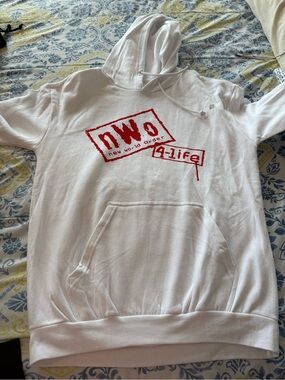 WWE nWo 4-Life White Hoodie with Red Logo